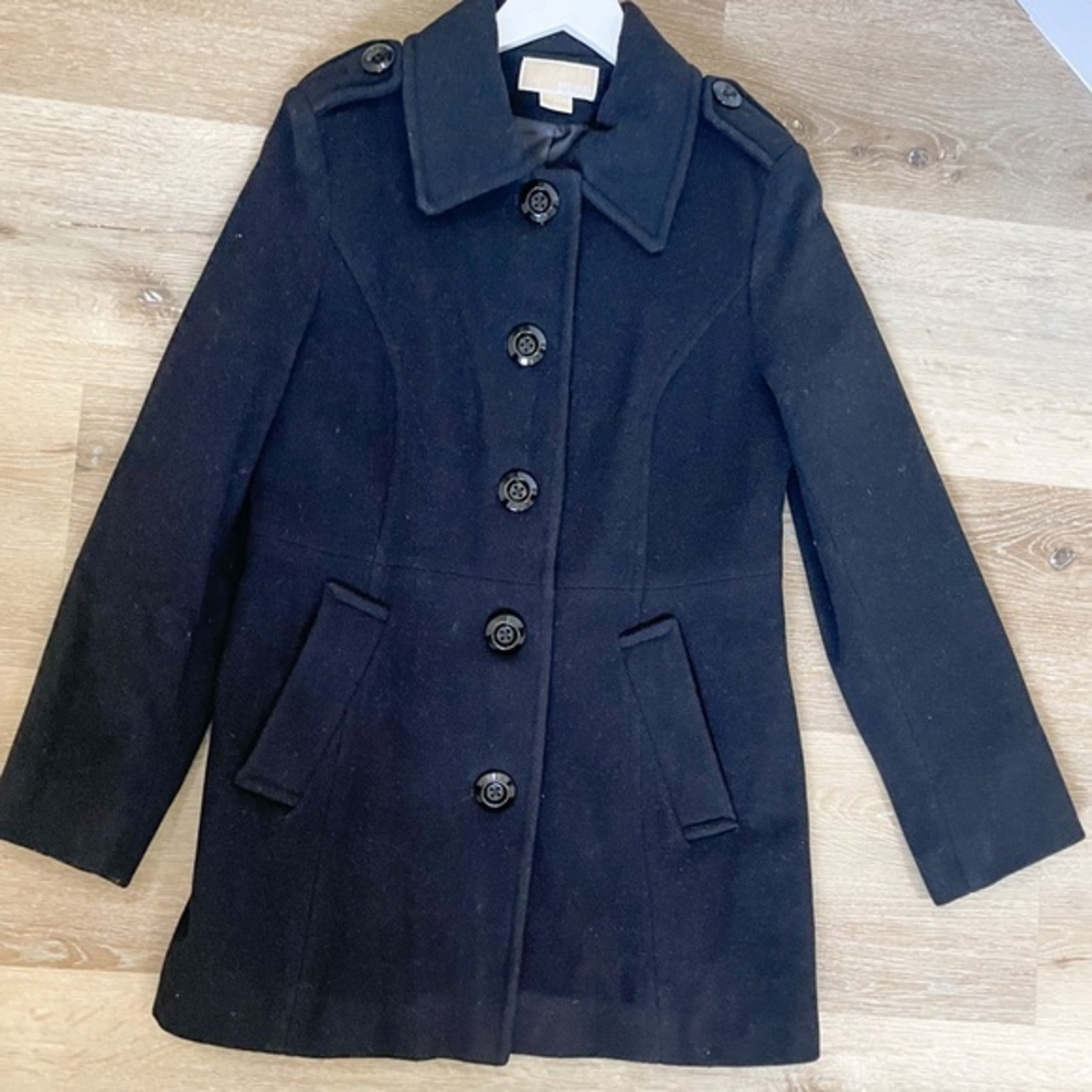 MICHAEL Michael Kors Black‎ Pea Coat Wool Blend